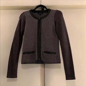 Nanette Lepore Leather Trimmed Sweater Jacket
